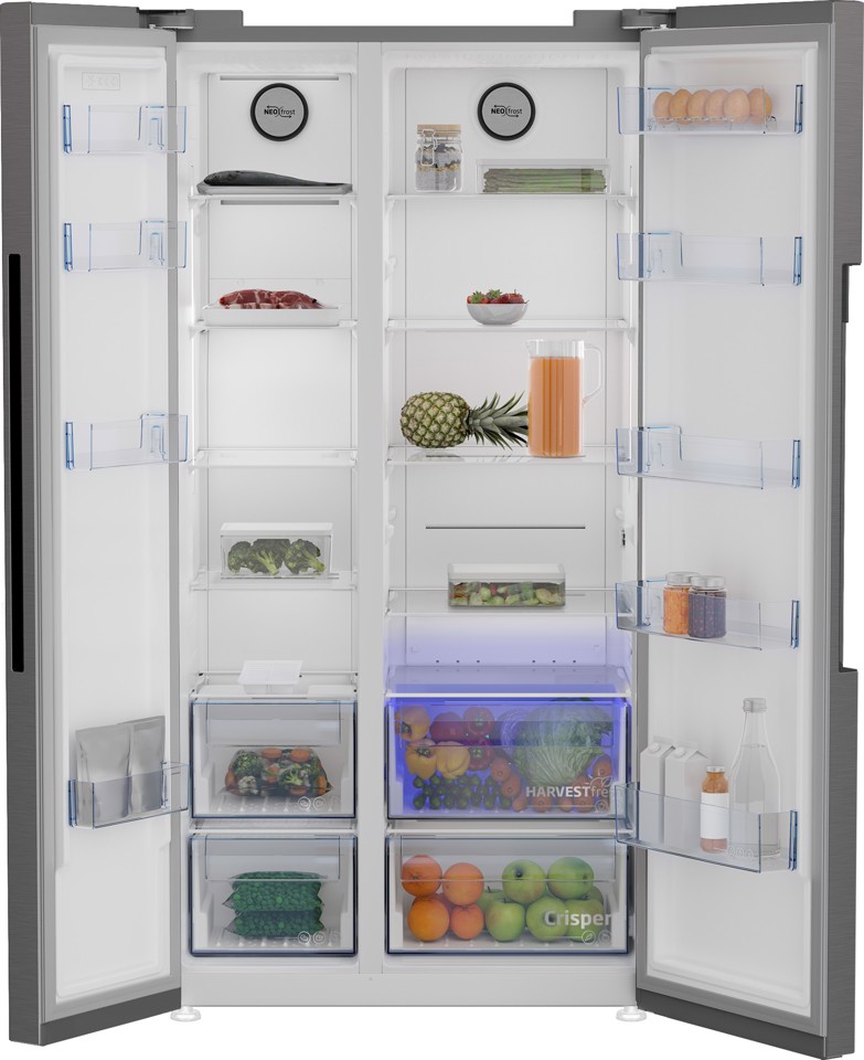 Beko GN1603140XBN frigorifero side-by-side Libera installazione 580 L E Acciaio inossidabile