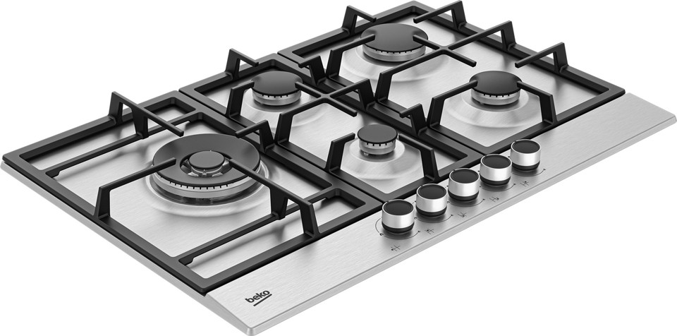 Beko HIAL75225SXE piano cottura Acciaio inossidabile Da incasso 75 cm Gas 5 Fornello(i)