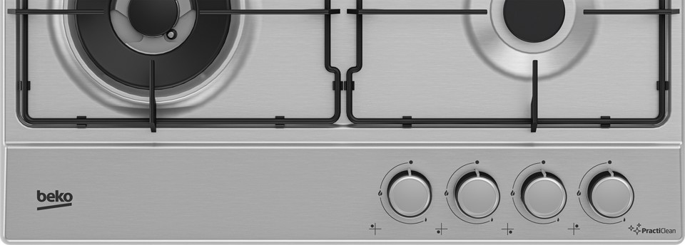 Beko HIAW64224SXE: Piano a Gas con PractiClean, 3 Bruciatori + 1 Wok, 60 cm