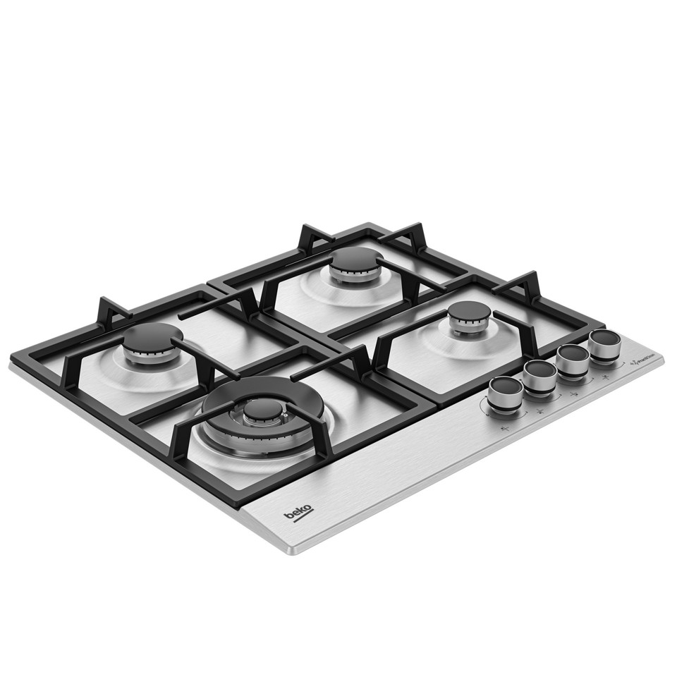 Beko HIAW64225SXE: Piano a Gas con PractiClean, 3 Bruciatori + 1 Wok, 60 cm