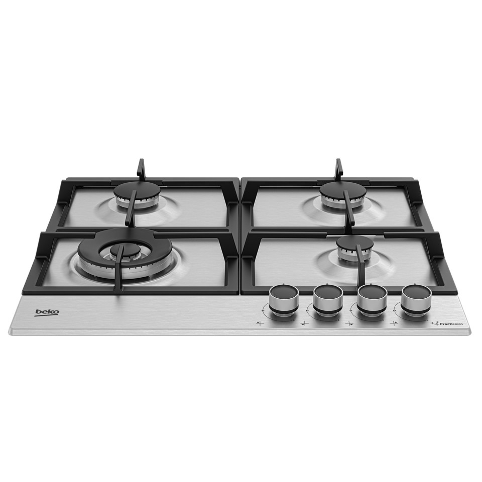 Beko HIAW64225SXE: Piano a Gas con PractiClean, 3 Bruciatori + 1 Wok, 60 cm
