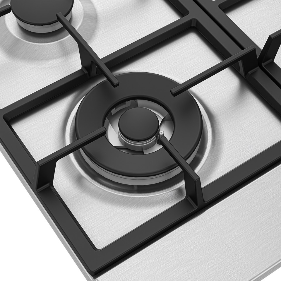 Beko HIAW64225SXE: Piano a Gas con PractiClean, 3 Bruciatori + 1 Wok, 60 cm