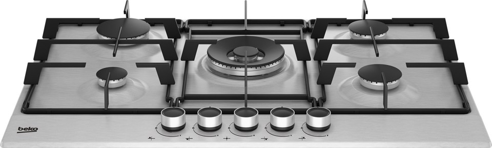 Beko HIAW75223SXE: Piano a Gas con PractiClean, 4 Bruciatori + 1 Wok, 75 cm