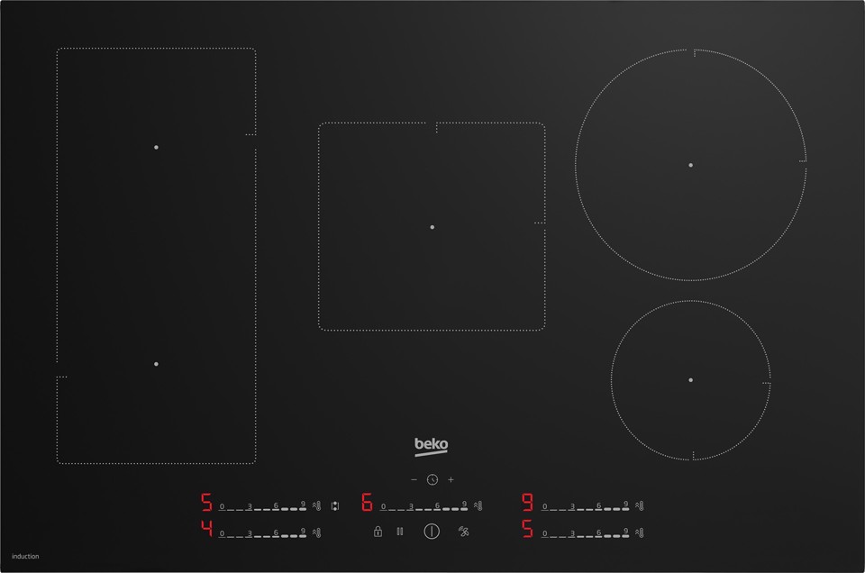 Beko HII85720UFT piano cottura Nero Da incasso 80 cm Piano cottura a induzione 5 Fornello(i)