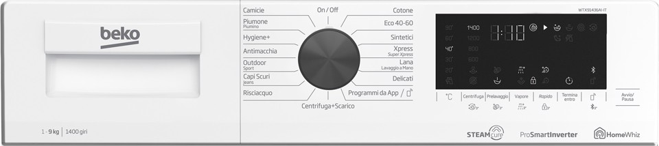 Beko WTX91436AI-IT lavatrice Caricamento frontale 9 kg 1400 Giri/min B Bianco
