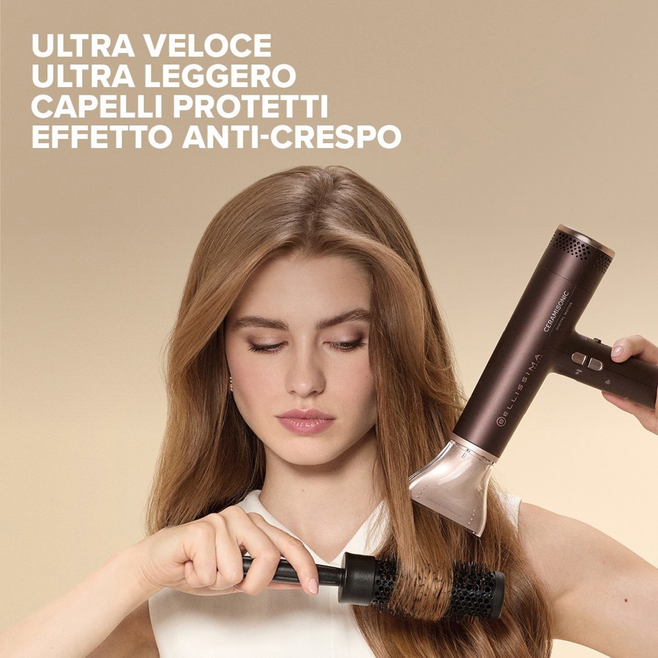 Bellissima Ceramisonic Asciugacapelli, Motore Digitale ad alta velocità, ultraleggero, con tecnologia Tecnologia Ion Ceramic Hi-Pro, ioni, 3 velocità, 3 temperature, Impostazione Gentle Dry, Modalità Silent, 1700W