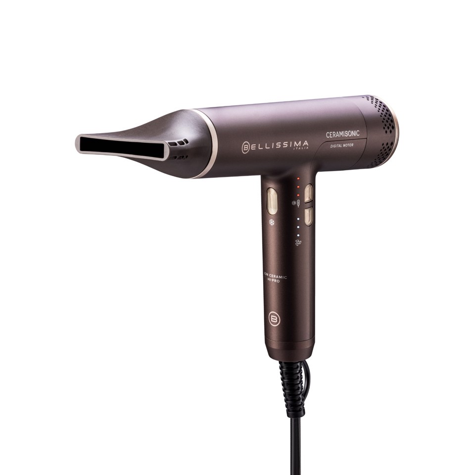 Bellissima Ceramisonic Asciugacapelli, Motore Digitale ad alta velocità, ultraleggero, con tecnologia Tecnologia Ion Ceramic Hi-Pro, ioni, 3 velocità, 3 temperature, Impostazione Gentle Dry, Modalità Silent, 1700W