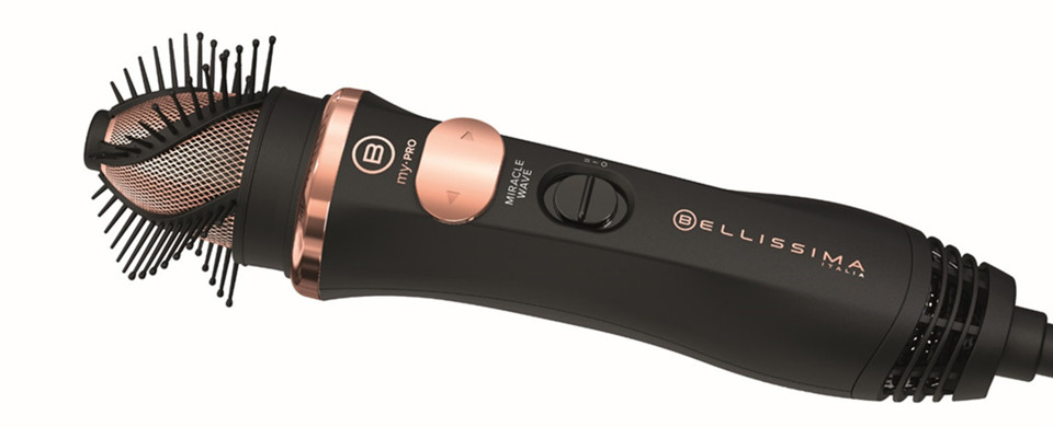 Bellissima My Pro Miracle Wave GH19 1100 Spazzola ad aria calda Caldo Nero, Rosa 1100 W 1,8 m