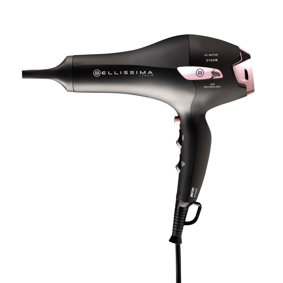 Bellissima P7 3200, Asciugacapelli professionale, motore AC, 2100 W, tecnologia a ioni, 2 velocità, 3 temperature