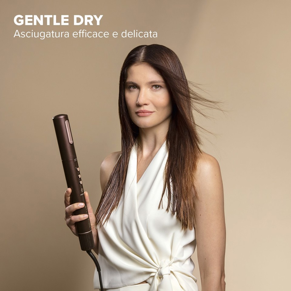 Bellissima Prodigy, modellatore ad aria calda, styler, tecnologia Ion-Ceramic, tecnologia Coanda, motore digitale, controllo del calore, filtro autopulente, 3 temperature, 1200 W, 6 accessori