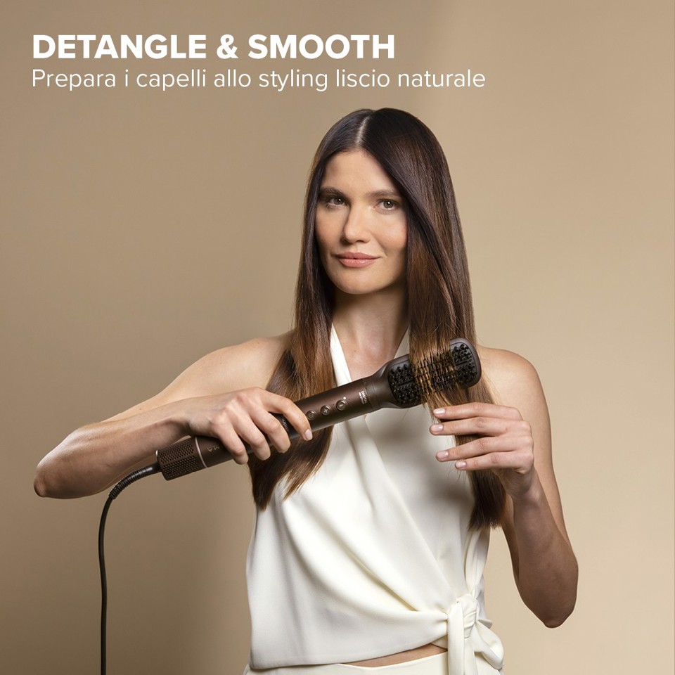 Bellissima Prodigy, modellatore ad aria calda, styler, tecnologia Ion-Ceramic, tecnologia Coanda, motore digitale, controllo del calore, filtro autopulente, 3 temperature, 1200 W, 6 accessori