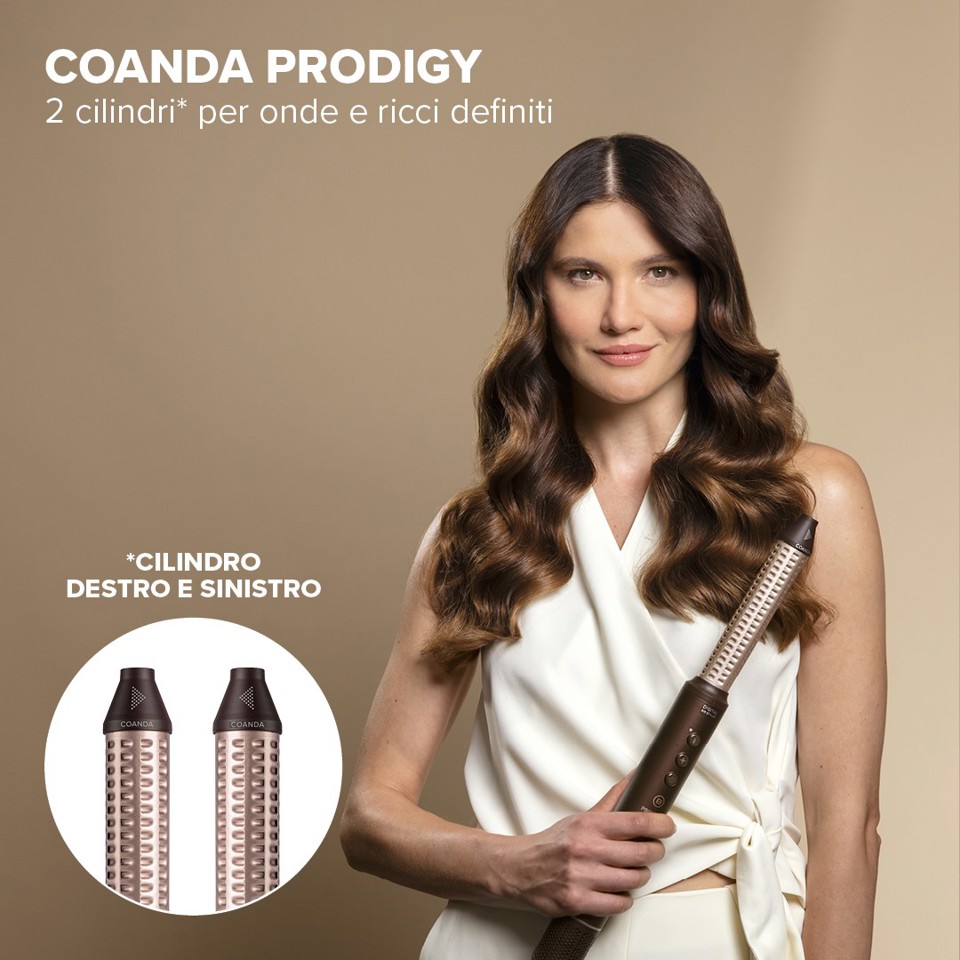 Bellissima Prodigy, modellatore ad aria calda, styler, tecnologia Ion-Ceramic, tecnologia Coanda, motore digitale, controllo del calore, filtro autopulente, 3 temperature, 1200 W, 6 accessori