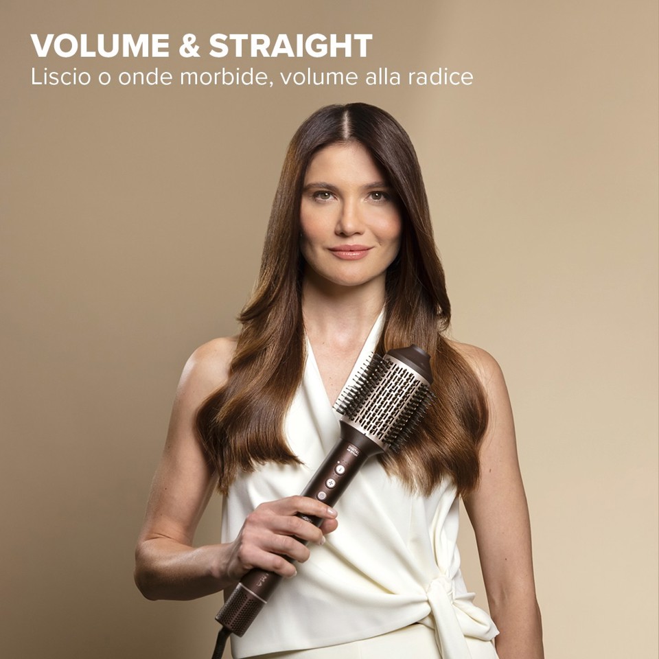 Bellissima Prodigy, modellatore ad aria calda, styler, tecnologia Ion-Ceramic, tecnologia Coanda, motore digitale, controllo del calore, filtro autopulente, 3 temperature, 1200 W, 6 accessori