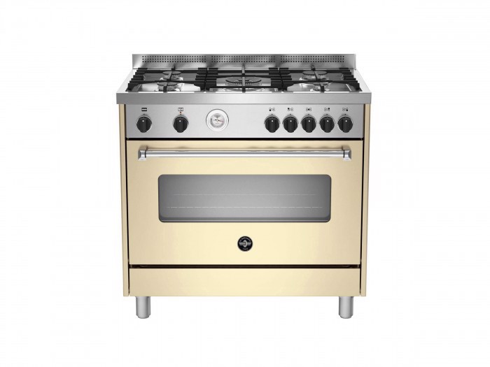 Bertazzoni La Germania Americana AMN965ECRT cucina Elettrico Gas Crema, Acciaio inox