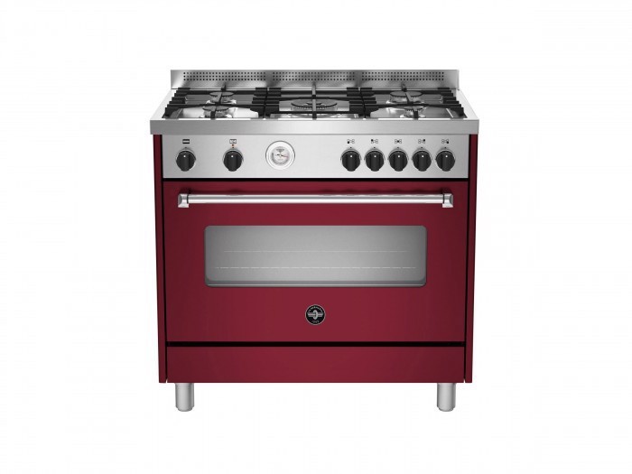 Bertazzoni La Germania Americana AMN965EVIT cucina Elettrico Gas Bordeaux, Acciaio inox