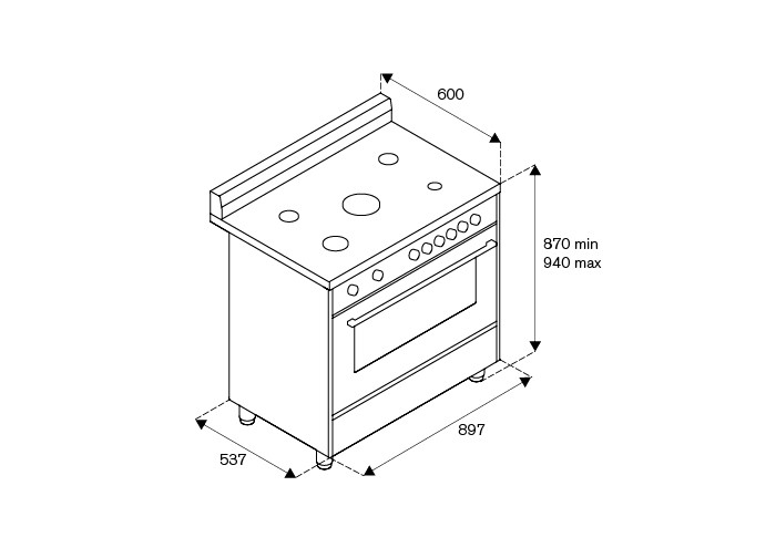 Bertazzoni La Germania Americana AMN9P5GXV cucina Gas Acciaio inossidabile A+