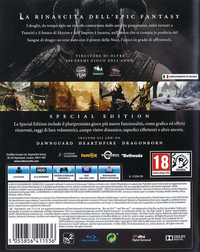 Bethesda Skyrim Special Edition (Ps4) Basic ITA PlayStation 4