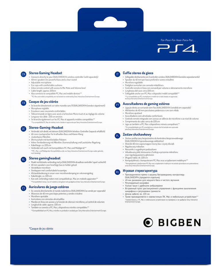 BIG BEN PS4OFHEADSETV3TITAN cuffia e auricolare Cablato A Padiglione Gaming Titanio