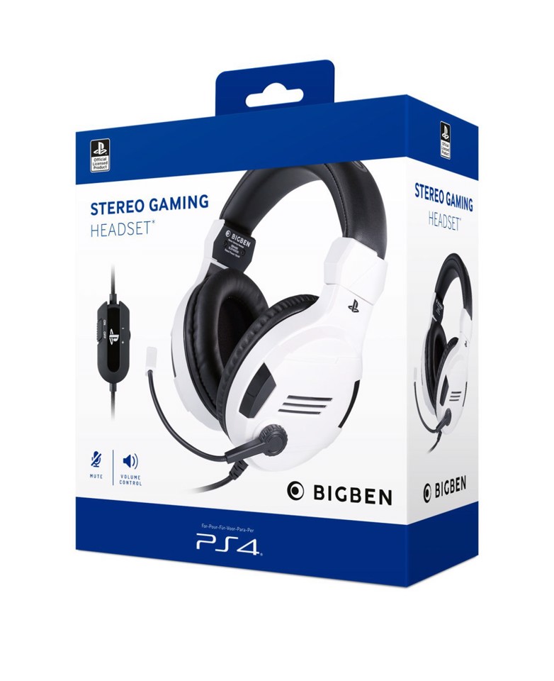 BIG BEN PS4OFHEADSETV3WHITE cuffia e auricolare Cablato A Padiglione Gaming Nero, Bianco