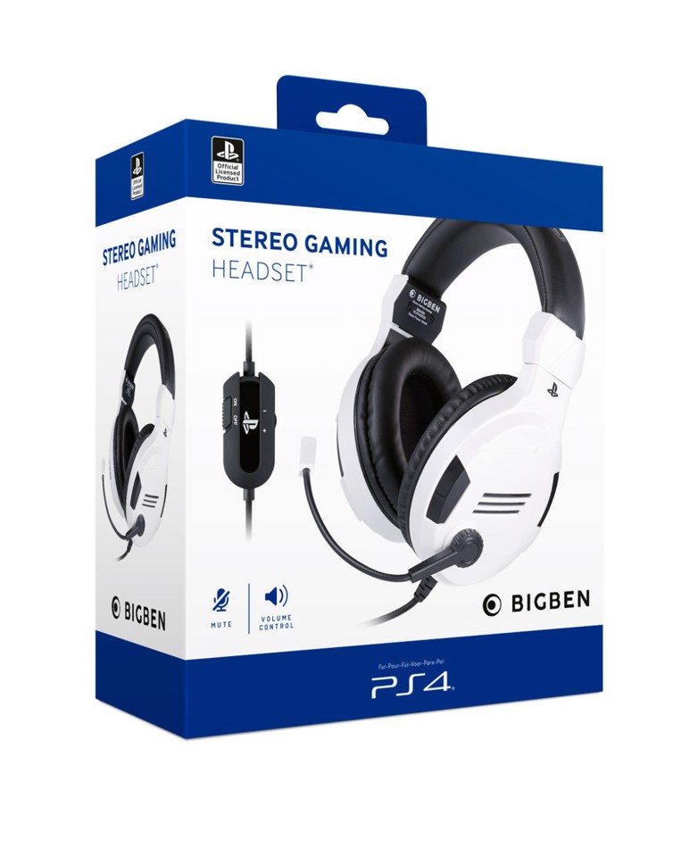 BIG BEN PS4OFHEADSETV3WHITE cuffia e auricolare Cablato A Padiglione Gaming Nero, Bianco
