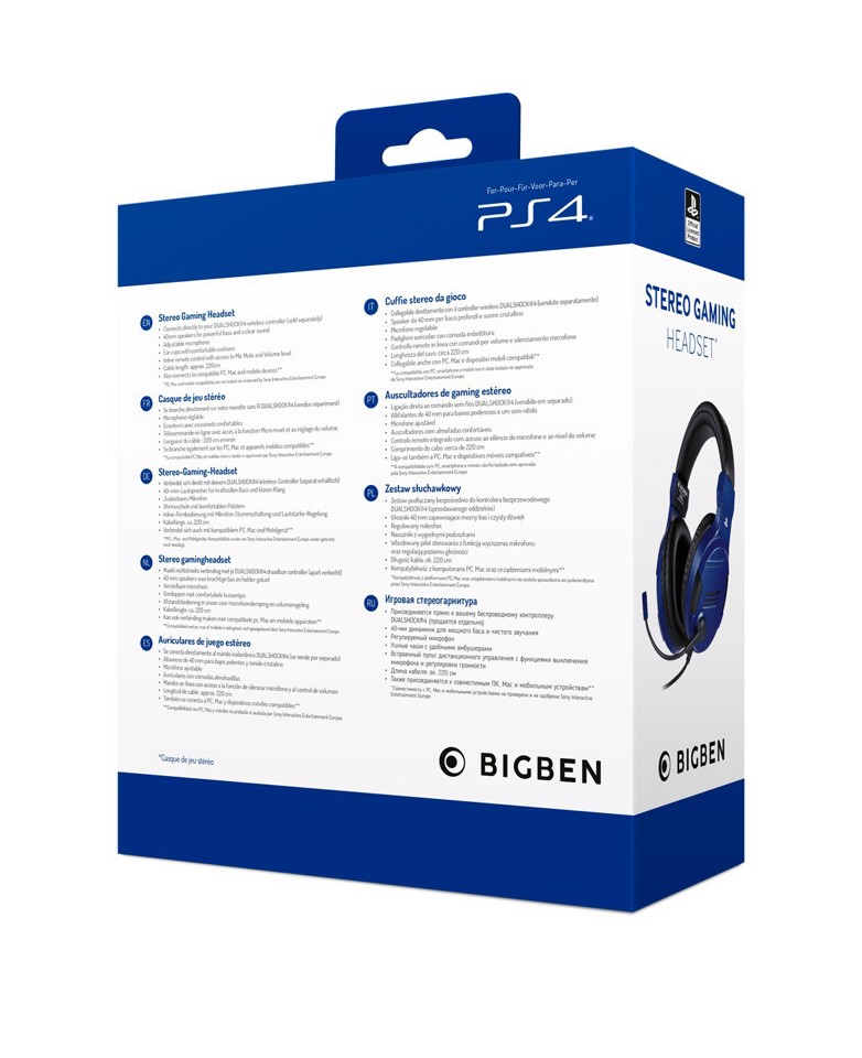 Bigben Interactive PS4OFHEADSETV3G Auricolare Cablato A Padiglione Gaming Blu
