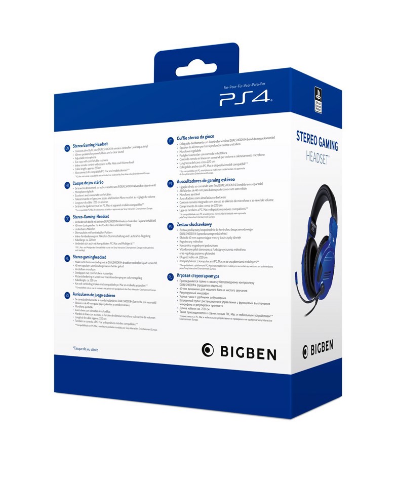 Bigben Interactive PS4OFHEADSETV3G Auricolare Cablato A Padiglione Gaming Blu