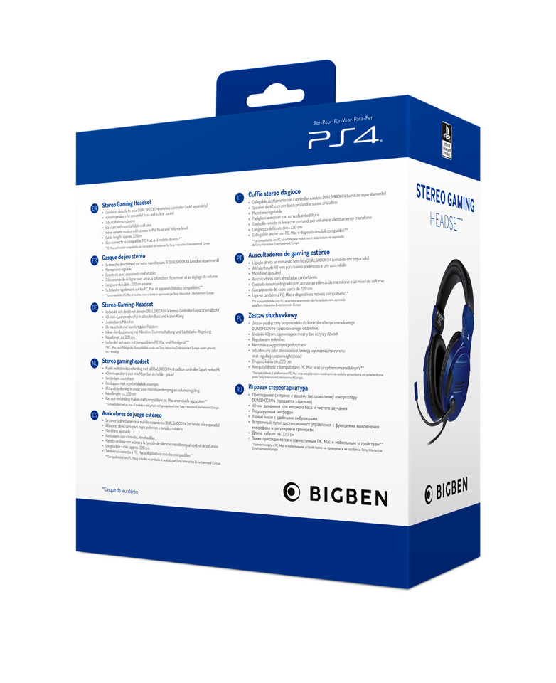 Bigben Interactive PS4OFHEADSETV3G Cuffia Padiglione auricolare Connettore 3.5 mm Blu
