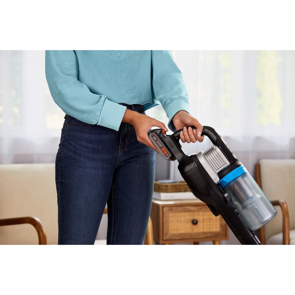 Black & Decker BHFEB520D1 aspirapolvere senza filo Nero, Trasparente, Bianco Senza sacchetto