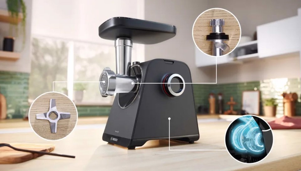 Bosch MFWS440B tritacarne 1900 W Nero, Argento