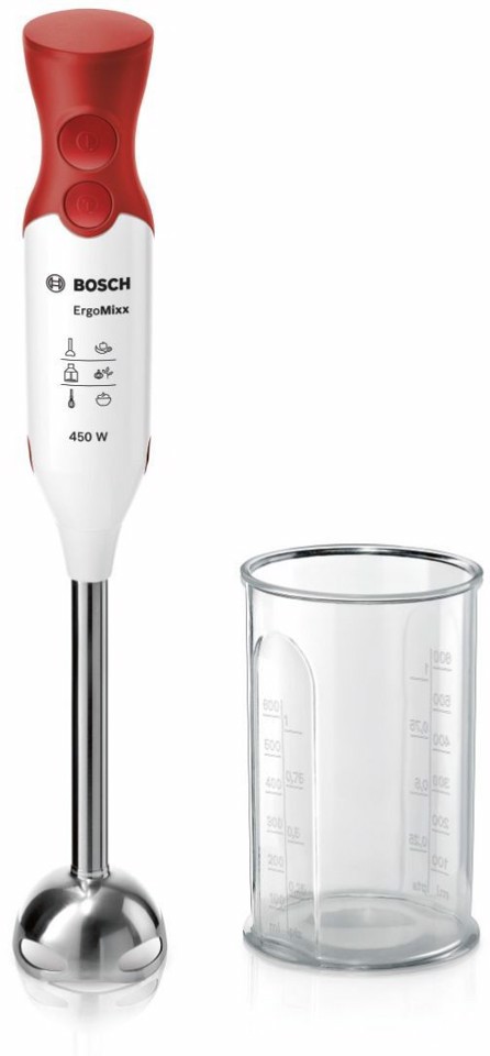 Bosch MSM64110 Frullatore a immersione ErgoMixx 450 W Bianco, Rosso