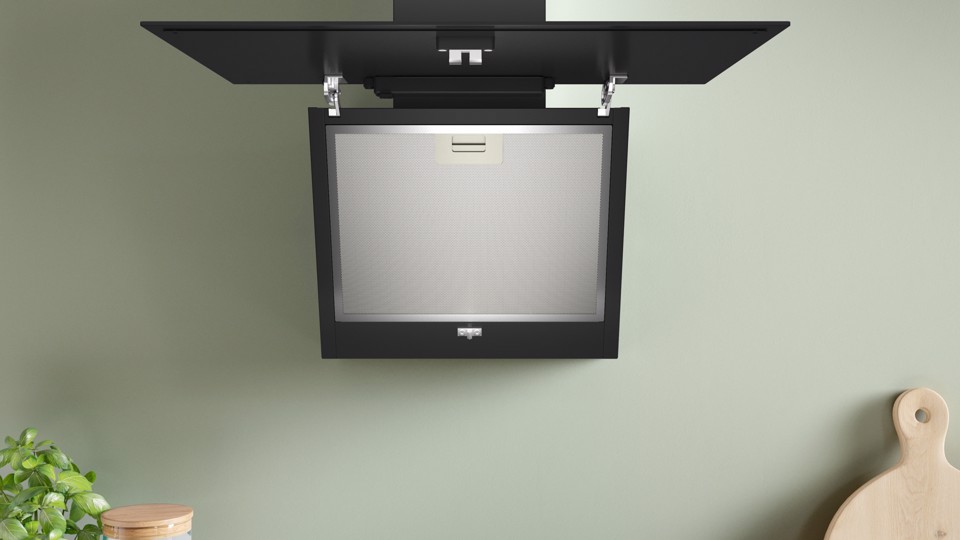 Bosch Serie 2 DWK65DK60 Cappa a muro inclinata 60 cm 3 velocità + 1 intensiva Nero Classe A