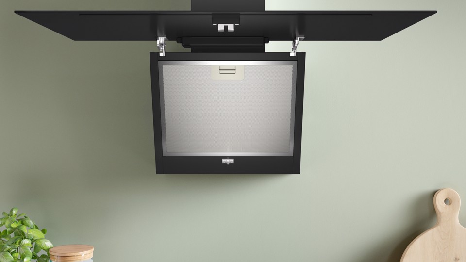 Bosch Serie 2 DWK85DK60 Cappa a muro inclinata 80 cm 3 velocità + 1 intensiva Nero Classe A