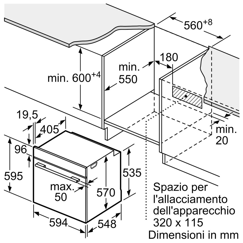 Bosch Serie 2 , Forno da incasso, 60 x 60 cm, Nero HBA571BB4