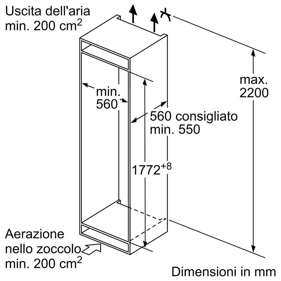 Bosch Serie 2 KIV865SE0 Frigorifero Combinato da incasso 177,2 x 54,1 cm Classe E