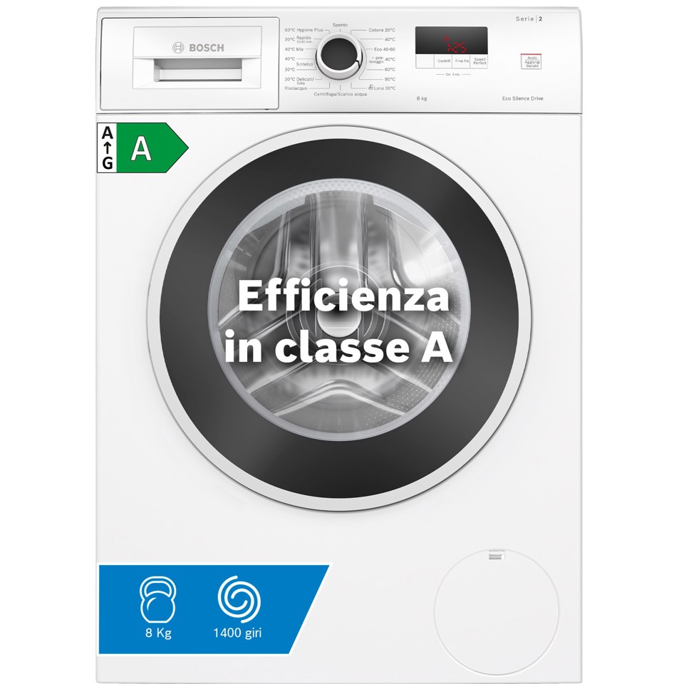 Bosch Serie 2 WGE03200IT Lavatrice a carica frontale 8kg 1200g/min Bianco Classe A