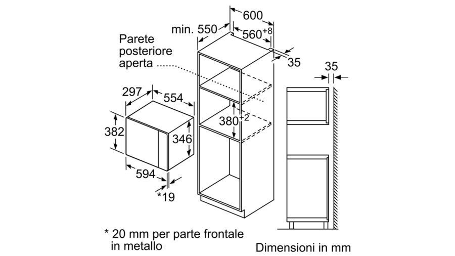Bosch Serie 4 BFL523MS0 Microonde da incasso 38cm Nero