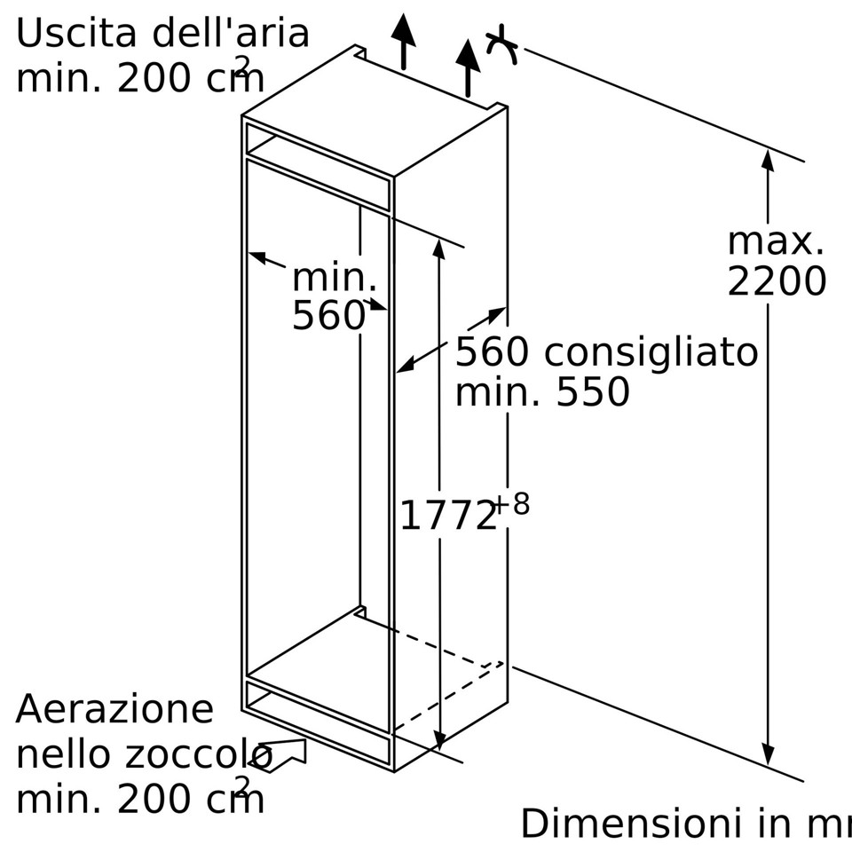 Bosch Serie 4 GIN81VEE0 Congelatore Verticale da incasso 177,2 x 55,8 cm Classe E