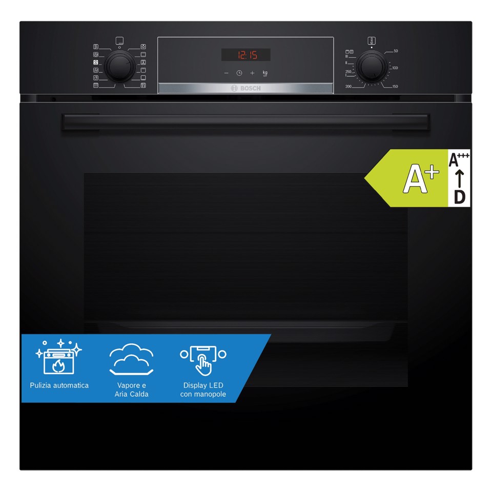 Bosch Serie 4 HQA574BB3 Forno con vapore Pirolitico Nero Classe A+