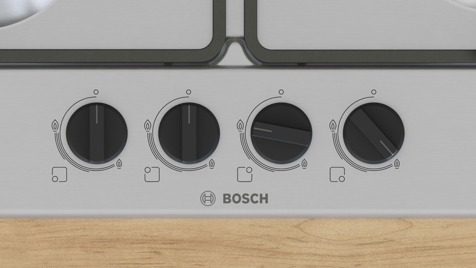 Bosch Serie 4 PGH6B5K60 , Piano cottura a gas, 60 cm, Acciaio inox
