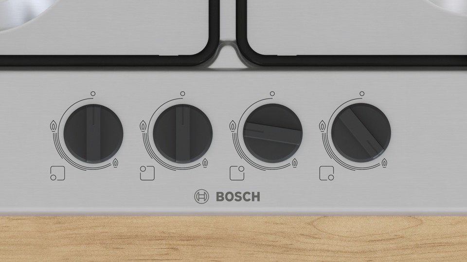 Bosch Serie 4 PGP6B5K85 Piano cottura a gas 60 cm 4 fuochi Acciaio Inox