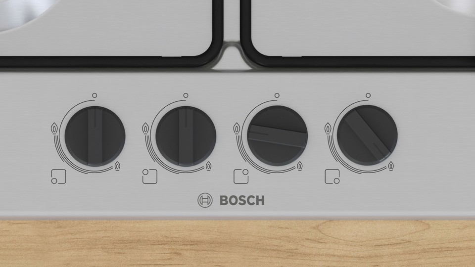 Bosch Serie 4 PGP6B5K85 , Piano cottura a gas, 60 cm, Acciaio inox
