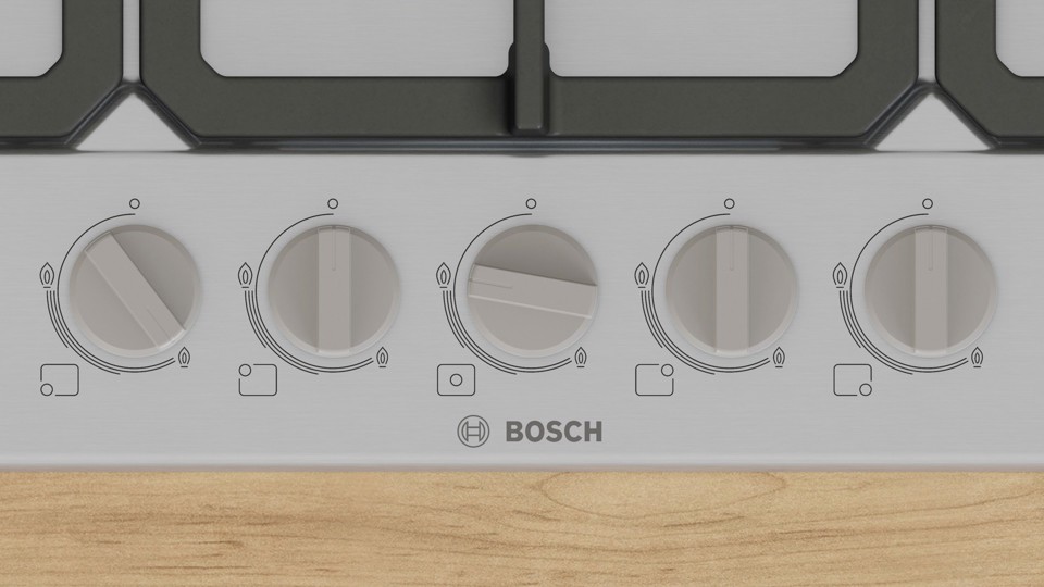 Bosch Serie 4 PGQ7B5K90 , Piano cottura a gas, 75 cm, Acciaio inox