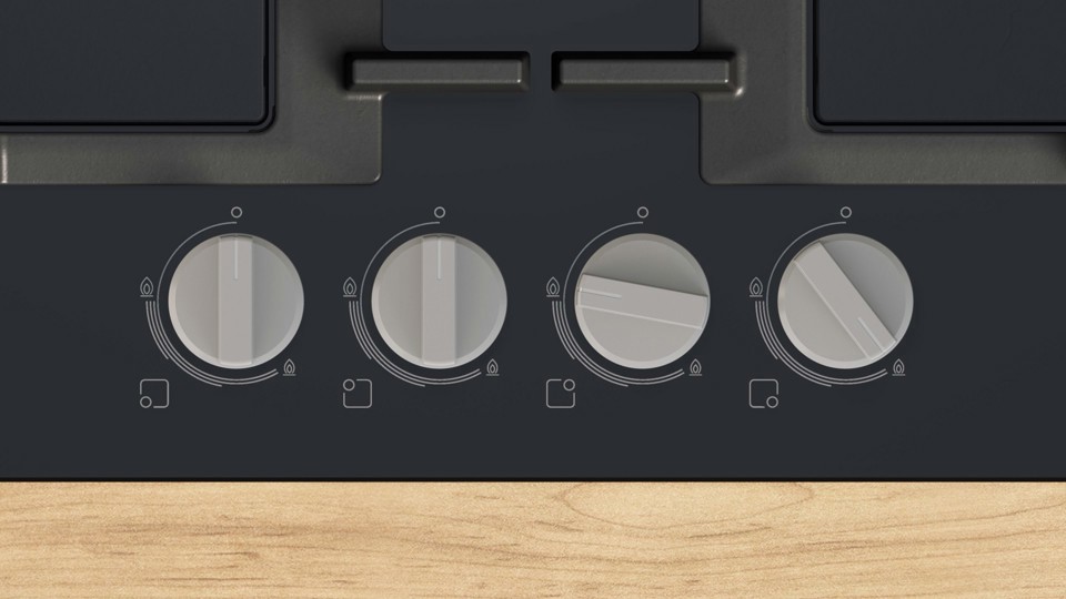 Bosch Serie 4 PNP6B6K40 , Piano cottura a gas, 60 cm, Vetro temperato, Nero