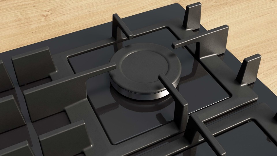 Bosch Serie 4 PNP6B6K40 , Piano cottura a gas, 60 cm, Vetro temperato, Nero