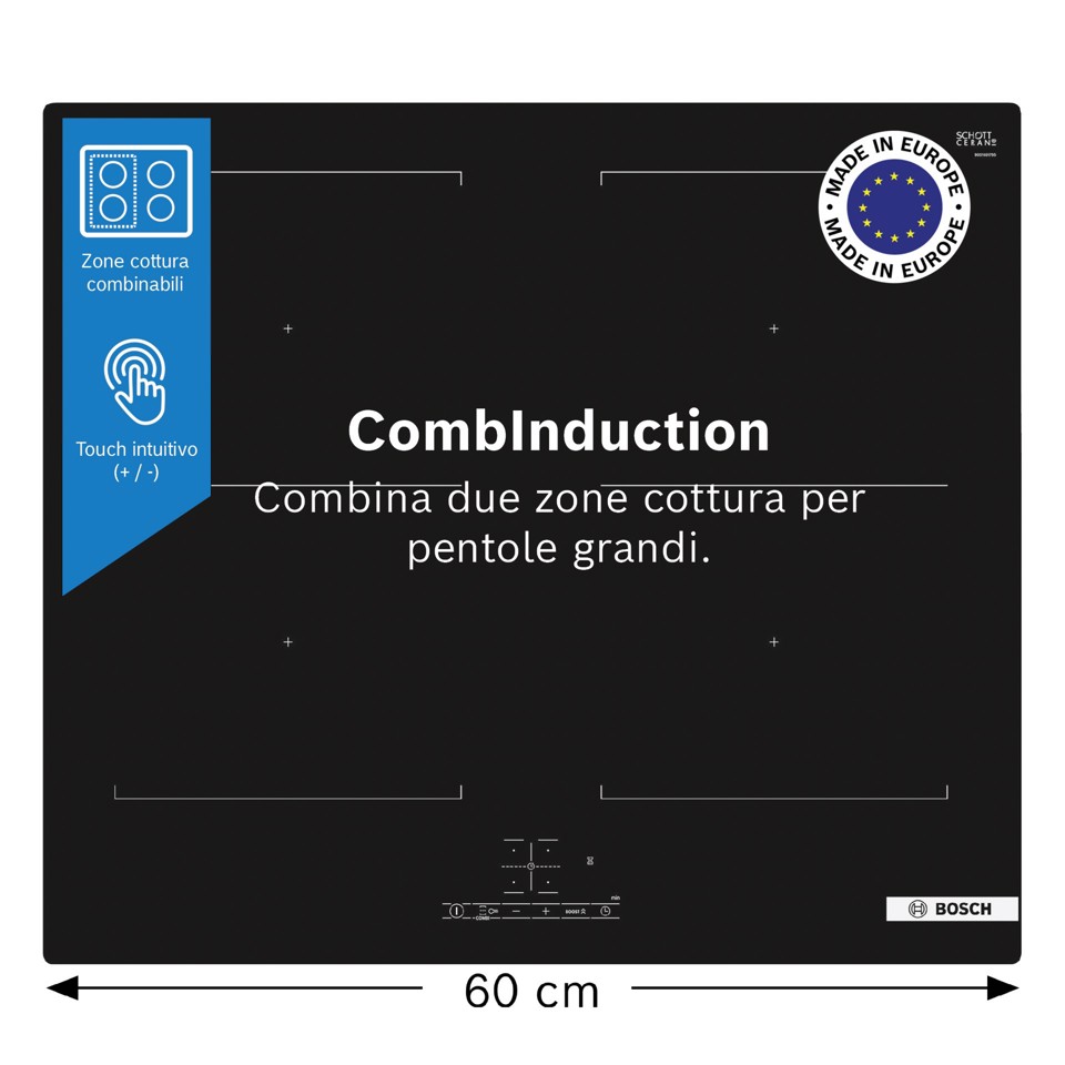 Bosch Serie 4 PVQ611BB6E Piano cottura a induzione 60 cm CombInduction Nero