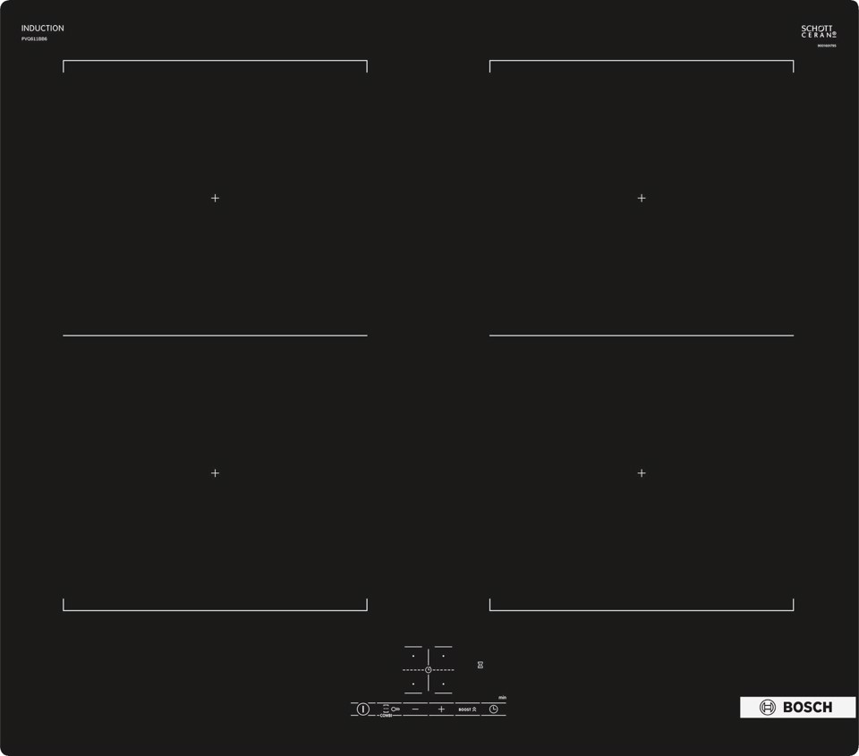Bosch Serie 4 PVQ611BB6E Piano cottura a induzione 60 cm CombInduction Nero