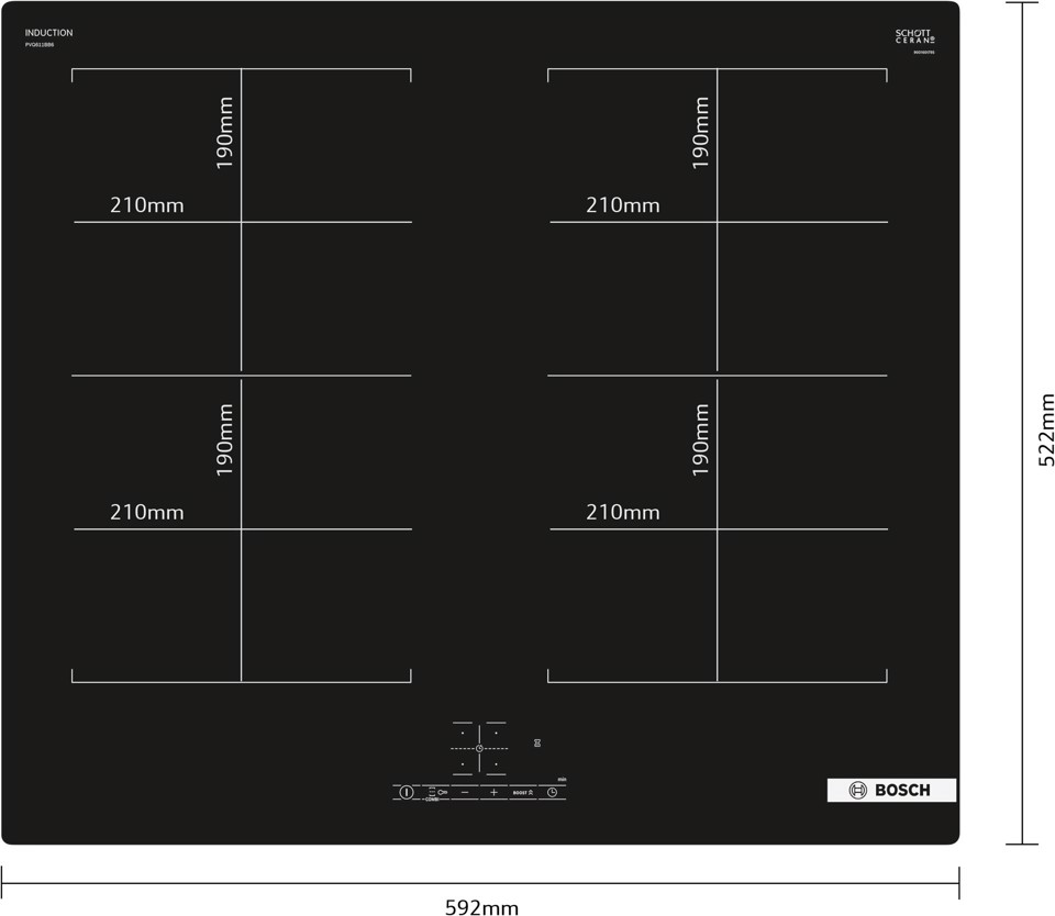 Bosch Serie 4 PVQ611BB6E Piano cottura a induzione 60 cm CombInduction Nero