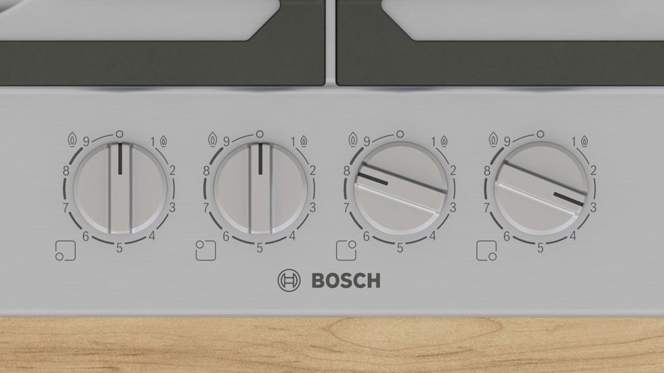 Bosch Serie 6 PCH6A5I90 , Piano cottura a gas, 60 cm, Acciaio inox