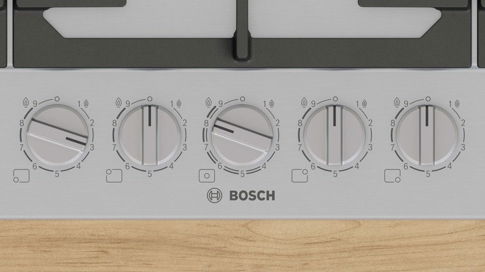 Bosch Serie 6 PCR9A5I90 Piano cottura a gas 90 cm 5 fuochi Acciaio Inox