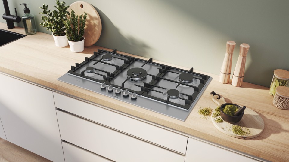 Bosch Serie 6 PCR9A5I90 Piano cottura a gas 90 cm 5 fuochi Acciaio Inox